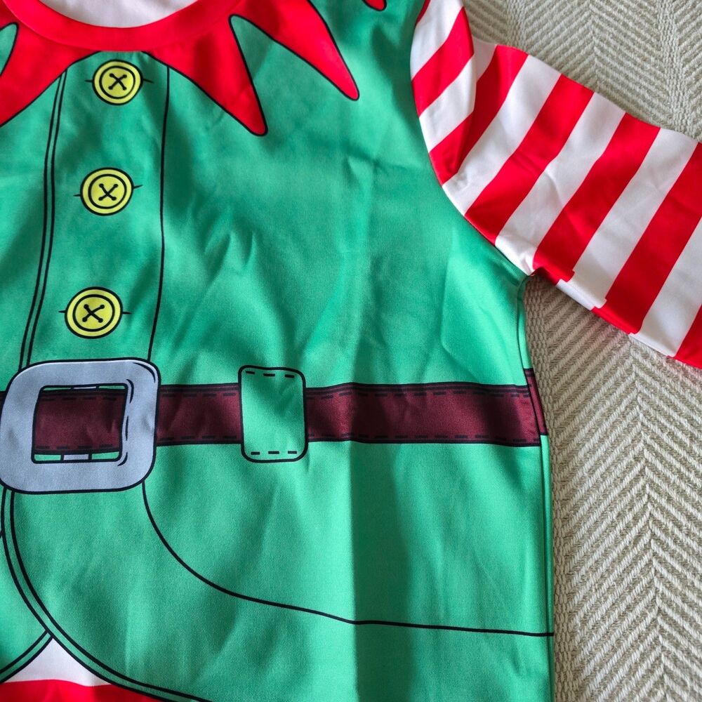 Holiday Christmas Sweatshirt Boys Size 5-6 Green Red Pullover Elf Stretch - Picture 3 of 8